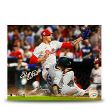 Load image into Gallery viewer, Jeff Hoffman Play at the Plate Philadelphia Phillies Autographed 8" x 10" Baseball Photo