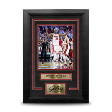 Load image into Gallery viewer, Jimmy Butler Celebration Miami Heat 8" x 10" Framed Basketball Photo with Engraved Autograph