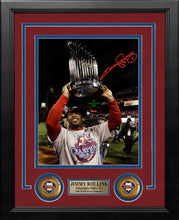 Load image into Gallery viewer, Jimmy Rollins 2008 World Series Trophy Autographed Philadelphia Phillies Framed Photo - PSA/DNA