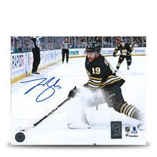 Load image into Gallery viewer, Johnny Beecher in Action Boston Bruins Autographed 16" x 20" Hockey Photo