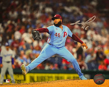 Load image into Gallery viewer, Jose Alvarado Throwback Action Autographed Philadelphia Phillies 11" x 14" Baseball Photo