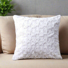Load image into Gallery viewer, DaDa Bedding Luxury White Roses Swirls Faux Fur Euro Cushion Throw Pillow Cover (K11)