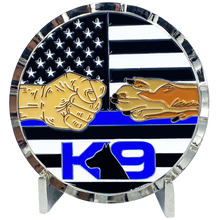 Load image into Gallery viewer, E-009 K9 Police Thin Blue Line Challenge Coin Fist Paw Bump