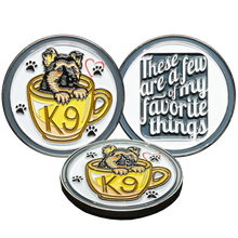 Load image into Gallery viewer, BL14-003 Cute K9 Puppy in coffee mug canine challenge coin police service dog handler