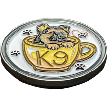 Load image into Gallery viewer, BL14-003 Cute K9 Puppy in coffee mug canine challenge coin police service dog handler