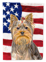Load image into Gallery viewer, USA American Flag with Yorkie / Yorkshire Terrier Flag Canvas House Size KJ1156CHF