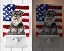 Load image into Gallery viewer, USA American Flag with Schnauzer Ceramic Night Light KJ1157CNL