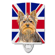Load image into Gallery viewer, Yorkie / Yorkshire Terrier with English Union Jack British Flag Ceramic Night Light KJ1163CNL