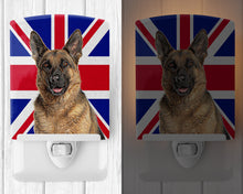Load image into Gallery viewer, German Shepherd with English Union Jack British Flag Ceramic Night Light KJ1166CNL