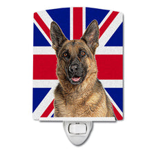 Load image into Gallery viewer, German Shepherd with English Union Jack British Flag Ceramic Night Light KJ1166CNL