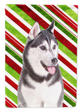 Load image into Gallery viewer, Candy Cane Holiday Christmas Alaskan Malamute Flag Canvas House Size KJ1168CHF