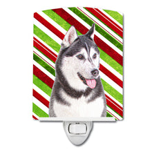 Load image into Gallery viewer, Candy Cane Holiday Christmas Alaskan Malamute Ceramic Night Light KJ1168CNL