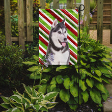 Load image into Gallery viewer, Candy Cane Holiday Christmas Alaskan Malamute Garden Flag – Decorative Outdoor Yard Flag KJ1168GF