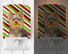 Load image into Gallery viewer, Candy Cane Holiday Christmas Yorkie / Yorkshire Terrier Ceramic Night Light KJ1170CNL