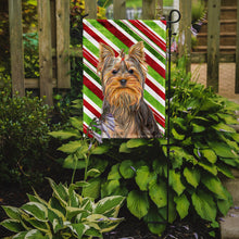 Load image into Gallery viewer, Candy Cane Holiday Christmas Yorkie / Yorkshire Terrier Garden Flag – Decorative Outdoor Yard Flag KJ1170GF