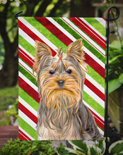 Load image into Gallery viewer, Candy Cane Holiday Christmas Yorkie / Yorkshire Terrier Garden Flag – Decorative Outdoor Yard Flag KJ1170GF