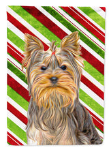 Load image into Gallery viewer, Candy Cane Holiday Christmas Yorkie / Yorkshire Terrier Garden Flag – Decorative Outdoor Yard Flag KJ1170GF