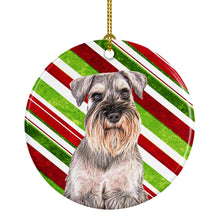 Load image into Gallery viewer, Candy Cane Holiday Christmas Schnauzer Ornament - Round Ceramic Ornament – Artist-Designed Keepsake Decoration KJ1172CO1