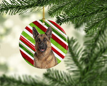 Load image into Gallery viewer, Candy Cane Holiday Christmas German Shepherd Ornament - Round Ceramic Ornament – Artist-Designed Keepsake Decoration KJ1173CO1