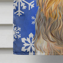 Load image into Gallery viewer, Winter Snowflakes Holiday Yorkie / Yorkshire Terrier Flag Canvas House Size KJ1177CHF