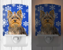 Load image into Gallery viewer, Winter Snowflakes Holiday Yorkie / Yorkshire Terrier Ceramic Night Light KJ1177CNL