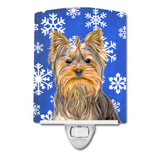 Load image into Gallery viewer, Winter Snowflakes Holiday Yorkie / Yorkshire Terrier Ceramic Night Light KJ1177CNL