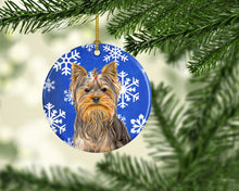 Load image into Gallery viewer, Winter Snowflakes Holiday Yorkie / Yorkshire Terrier Ceramic Ornament KJ1177CO1