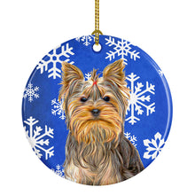 Load image into Gallery viewer, Winter Snowflakes Holiday Yorkie / Yorkshire Terrier Ceramic Ornament KJ1177CO1