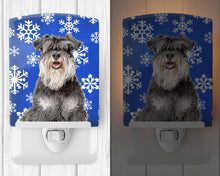 Load image into Gallery viewer, Winter Snowflakes Holiday Schnauzer Ceramic Night Light KJ1178CNL