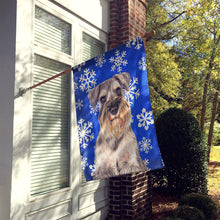 Load image into Gallery viewer, Winter Snowflakes Holiday Schnauzer Flag Canvas House Size KJ1179CHF