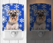 Load image into Gallery viewer, Winter Snowflakes Holiday Schnauzer Ceramic Night Light KJ1179CNL