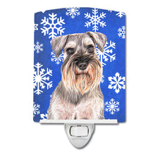 Load image into Gallery viewer, Winter Snowflakes Holiday Schnauzer Ceramic Night Light KJ1179CNL