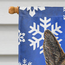 Load image into Gallery viewer, Winter Snowflakes Holiday German Shepherd Flag Canvas House Size KJ1180CHF
