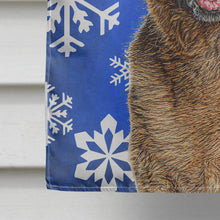 Load image into Gallery viewer, Winter Snowflakes Holiday German Shepherd Flag Canvas House Size KJ1180CHF