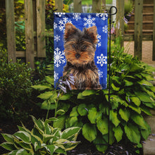 Load image into Gallery viewer, Winter Snowflakes Holiday Yorkie Puppy / Yorkshire Terrier Garden Flag – Decorative Outdoor Yard Flag KJ1181GF