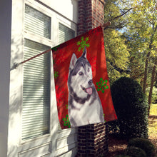 Load image into Gallery viewer, Red Snowflakes Holiday Christmas  Alaskan Malamute Flag Canvas House Size KJ1182CHF