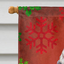 Load image into Gallery viewer, Red Snowflakes Holiday Christmas  Alaskan Malamute Flag Canvas House Size KJ1182CHF