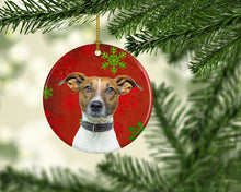 Load image into Gallery viewer, Red Snowflakes Holiday Christmas Jack Russell Terrier Ceramic Ornament KJ1183CO1