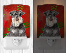 Load image into Gallery viewer, Red Snowflakes Holiday Christmas  Schnauzer Ceramic Night Light KJ1185CNL