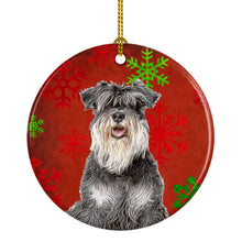 Load image into Gallery viewer, Red Snowflakes Holiday Christmas  Schnauzer Ornament - Round Ceramic Ornament – Artist-Designed Keepsake Decoration KJ1185CO1