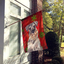 Load image into Gallery viewer, Red Snowflakes Holiday Christmas  Schnauzer Flag Canvas House Size KJ1186CHF