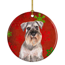 Load image into Gallery viewer, Red Snowflakes Holiday Christmas  Schnauzer Ornament - Round Ceramic Ornament – Artist-Designed Keepsake Decoration KJ1186CO1