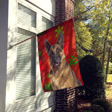 Load image into Gallery viewer, Red Snowflakes Holiday Christmas  German Shepherd Flag Canvas House Size KJ1187CHF