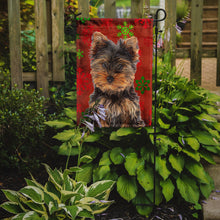 Load image into Gallery viewer, Red Snowflakes Holiday Christmas Yorkie Puppy / Yorkshire Terrier Garden Flag – Decorative Outdoor Yard Flag KJ1188GF