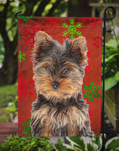 Load image into Gallery viewer, Red Snowflakes Holiday Christmas Yorkie Puppy / Yorkshire Terrier Garden Flag – Decorative Outdoor Yard Flag KJ1188GF