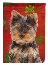 Load image into Gallery viewer, Red Snowflakes Holiday Christmas Yorkie Puppy / Yorkshire Terrier Garden Flag – Decorative Outdoor Yard Flag KJ1188GF