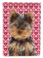 Load image into Gallery viewer, Hearts Love and Valentine's Day Yorkie Puppy / Yorkshire Terrier Flag Canvas House Size KJ1195CHF