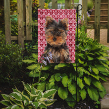 Load image into Gallery viewer, Hearts Love and Valentine's Day Yorkie Puppy / Yorkshire Terrier Garden Flag – Decorative Outdoor Yard Flag KJ1195GF