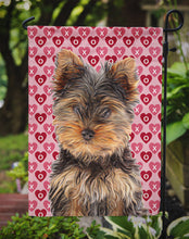 Load image into Gallery viewer, Hearts Love and Valentine's Day Yorkie Puppy / Yorkshire Terrier Garden Flag – Decorative Outdoor Yard Flag KJ1195GF