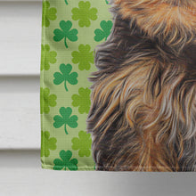 Load image into Gallery viewer, St. Patrick's Day Shamrock Yorkie Puppy / Yorkshire Terrier Flag Canvas House Size KJ1202CHF